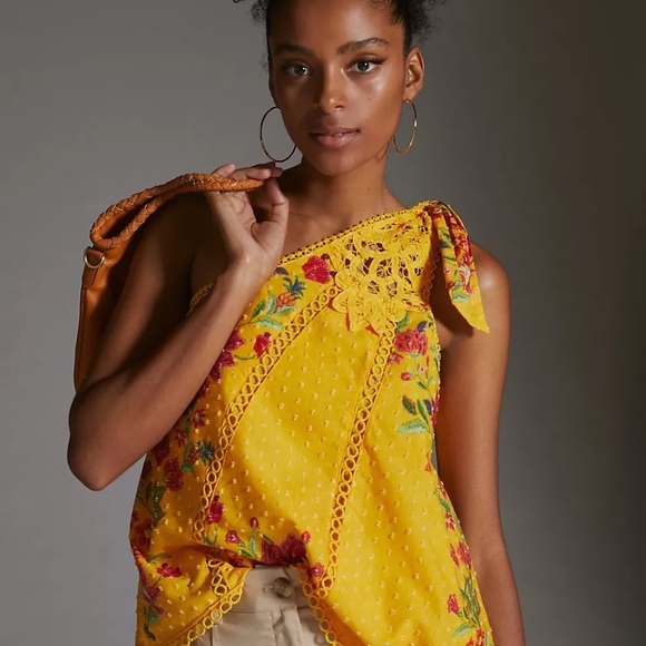 FARM Rio Tops - NWT Farm Rio One Shoulder Embroidered Blouse